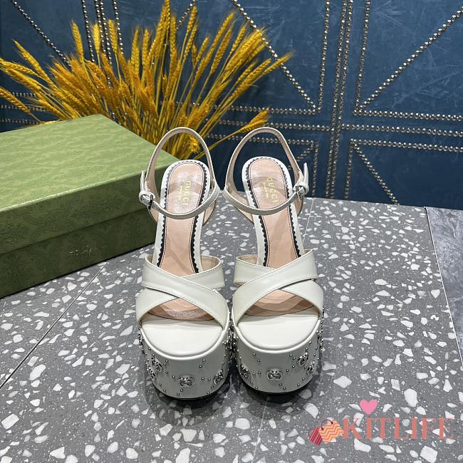 GUCCI White GG Janaya Heeled Sandals 120 mm - 1