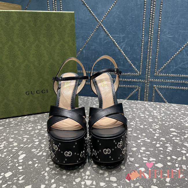 GUCCI Black GG Janaya Heeled Sandals 120 mm - 1