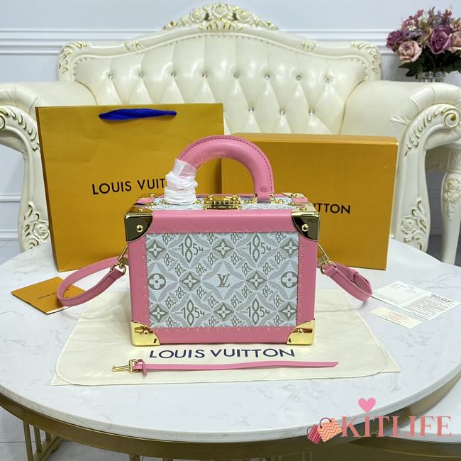 Kitlife Louis Vuitton Valisette Tresor Boxes In Pink/Gray Jacquard - 22.5 x 16x 11 cm - 1
