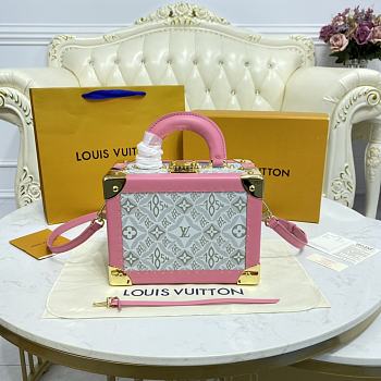 Kitlife Louis Vuitton Valisette Tresor Boxes In Pink/Gray Jacquard - 22.5 x 16x 11 cm