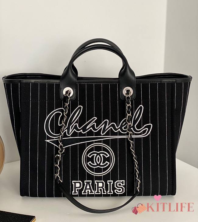 Kitlife chanel large tote Black Cotton, Calfskin & Silver-Tone Metal - 669410340138 - 50x30x22 cm - 1