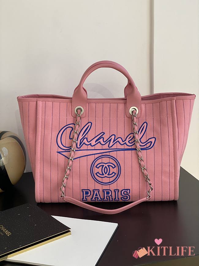 Kitlife chanel large tote Pink Cotton, Calfskin & Silver-Tone Metal - 669410340138 - 50x30x22 cm - 1