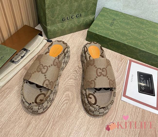 kIitlife GUCCI Brown GG Angelina Sandals - 1