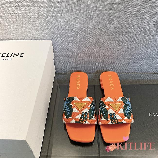 Kitlife PRADA Women's Jacquard Logo Slides - Orange - 1