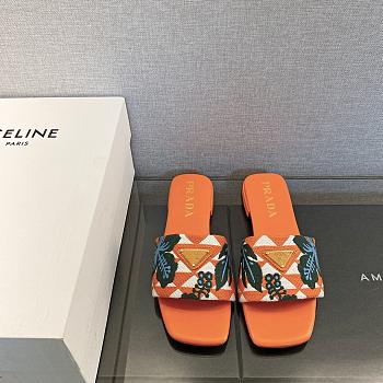 Kitlife PRADA Women's Jacquard Logo Slides - Orange