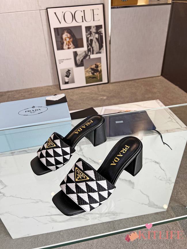 Kitlife Prada logo-plaque slip-on sandals Black - 1