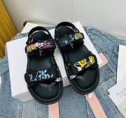 Dior Sandal Black Multicolor Technical Fabric Embroidered - 1