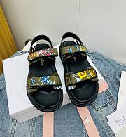 Dior Sandal Green Multicolor Technical Fabric Embroidered - 1