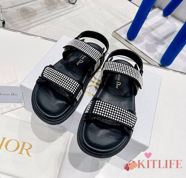 Kitlife Dior Sandal Crystal Black Lambskin - 1