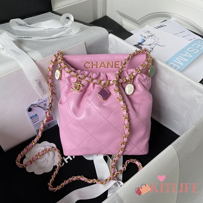 Kitlife small Bucket bag Lambskin Pink - 17x16x7 cm - 1