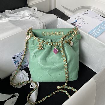 Kitlife small Bucket bag Lambskin Light green - 17x16x7 cm