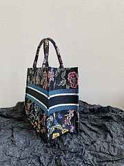 Kitlife Dior Large Book Tote Black Multicolor Dior Petites Fleurs Embroidery - 36×27×16 cm - 4