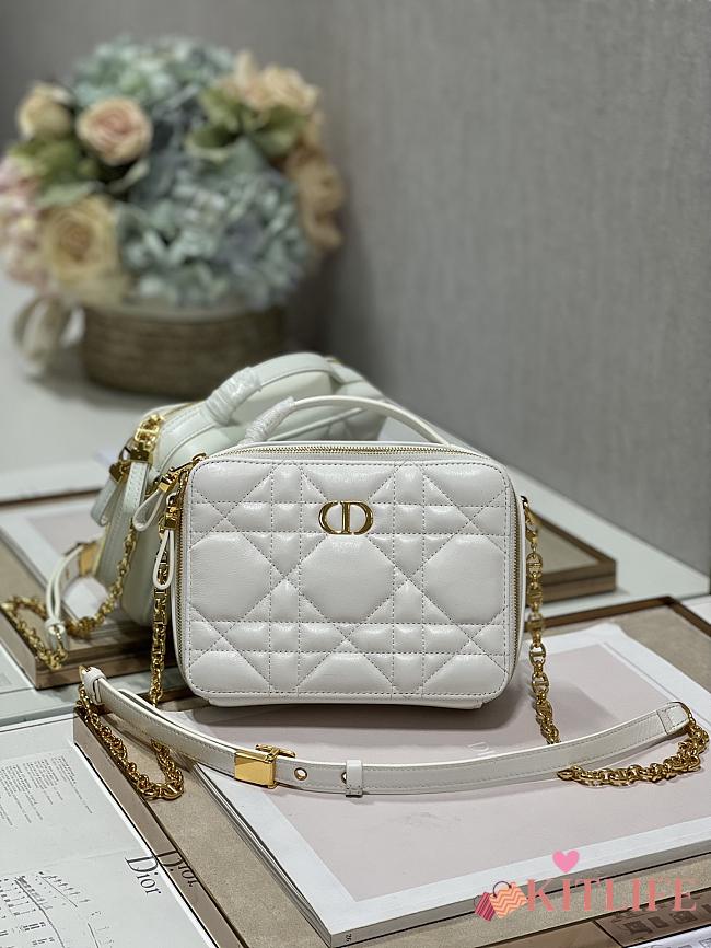 Kitlife Dior Caro box bag White Quilted Macrocannage Calfskin - 18×13×5 cm - 1