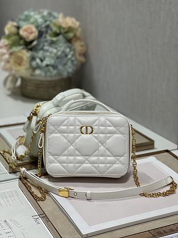 Kitlife Dior Caro box bag White Quilted Macrocannage Calfskin - 18×13×5 cm