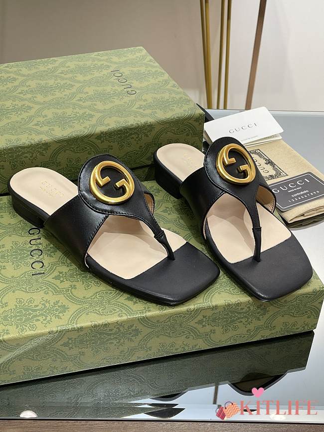 Kitlife GUCCI GG Leather Thong Sandals  - 1