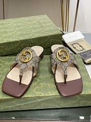 Kitlife GUCCI GG Leather Thong Sandals Brown - 3