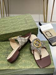 Kitlife GUCCI GG Leather Thong Sandals Brown - 4
