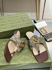 Kitlife GUCCI GG Leather Thong Sandals Brown - 6