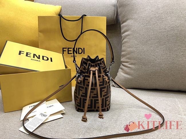 Kitlife Fendi Mon Tresor Brown leather mini bag - 12x18x10 cm - 1