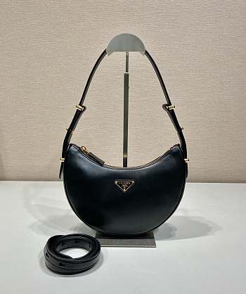 Kitlife Prada Leather Shoulder Bag Black - 22.5 x 18.5 x 6.5 cm