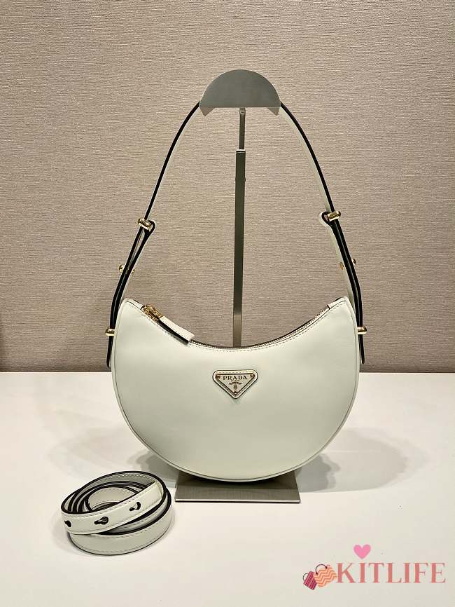 Kitlife Prada Leather Shoulder Bag  White - 22.5 x 18.5 x 6.5 cm - 1