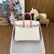 Kitlife Hermes Birkin 25 Special Order Rose Sakura / White Clemence Gold Hardware - 25 cm - 1