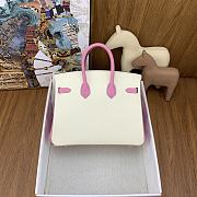 Kitlife Hermes Birkin 25 Special Order Rose Sakura / White Clemence Gold Hardware - 25 cm - 3