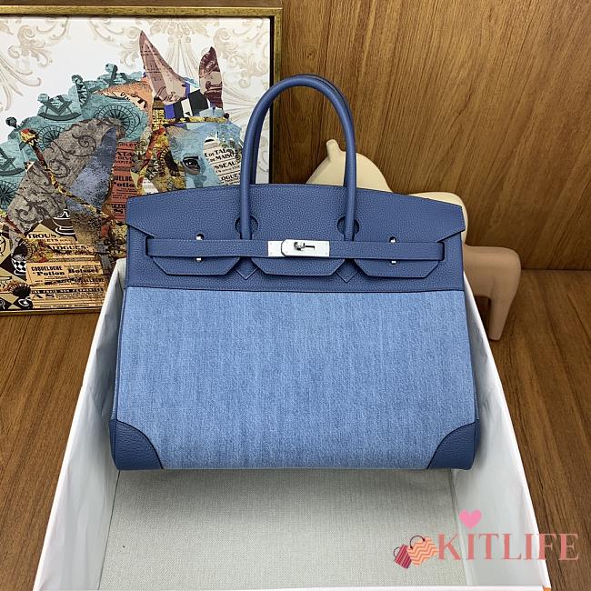 Kitlife Hermès Birkin 30 Denim & Blue Jean Gulliver Leather silver Hardware - 35 cm - 1