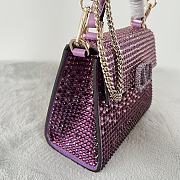 Kitlife Valentino Garavani Small Vsling Crystal-Embellished Crossbody Purple Bag - 19 x 13 x 9 cm - 6