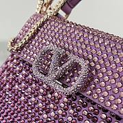 Kitlife Valentino Garavani Small Vsling Crystal-Embellished Crossbody Purple Bag - 19 x 13 x 9 cm - 5