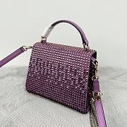 Kitlife Valentino Garavani Small Vsling Crystal-Embellished Crossbody Purple Bag - 19 x 13 x 9 cm - 2