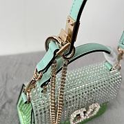 Kitlife Valentino Garavani Small Vsling Crystal-Embellished Crossbody Green Bag - 19 x 13 x 9 cm - 5