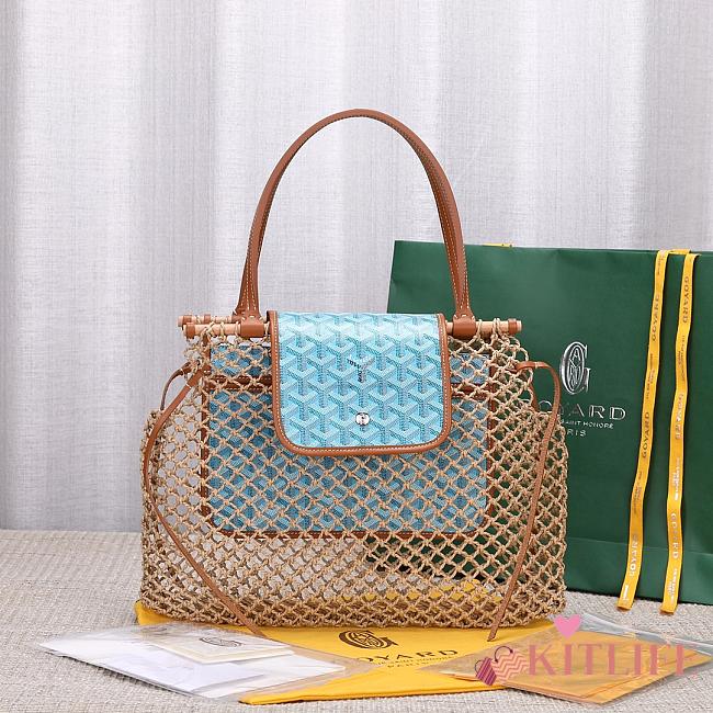 Kitlife Goyard Aligre Bag Raffia Net with Coated Canvas - 30x34x7 cm - 1