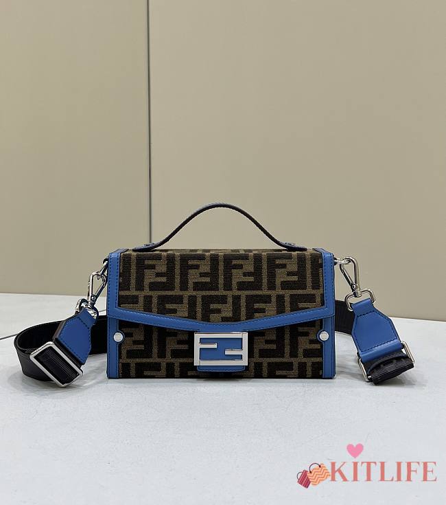 Kitlife Soft Trunk Baguette Blue leather and FF fabric bag - 21.5x6.5x12 cm - 1