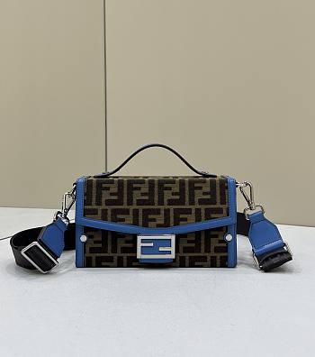 Kitlife Soft Trunk Baguette Blue leather and FF fabric bag - 21.5x6.5x12 cm