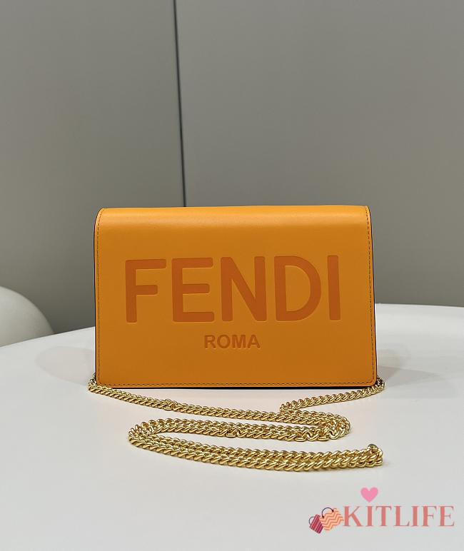 Kitlife FENDI Fendi Women's Leather Yellow Wallet On Chain Clementine - 20×6×13cm - 1