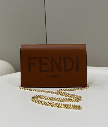 Kitlife FENDI Fendi Women's Leather Brown Wallet On Chain Clementine - 20×6×13cm