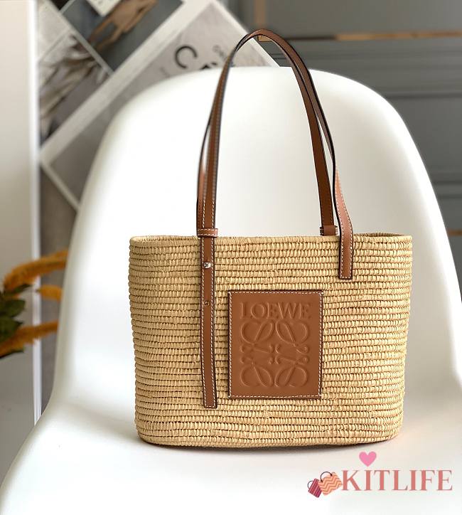 Kitlife LOEWE Small Square Basket Bag Beige - 30x21x11 cm - 1