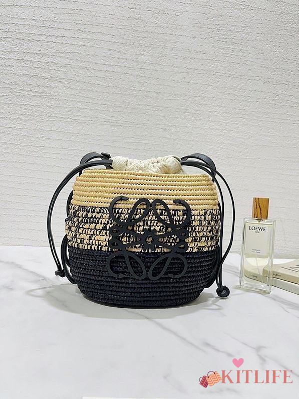 Kitlife LOEWE x Paula’s Ibiza Raffia Beehive Basket Black Bag - 89175  - 16x12x18 cm - 1