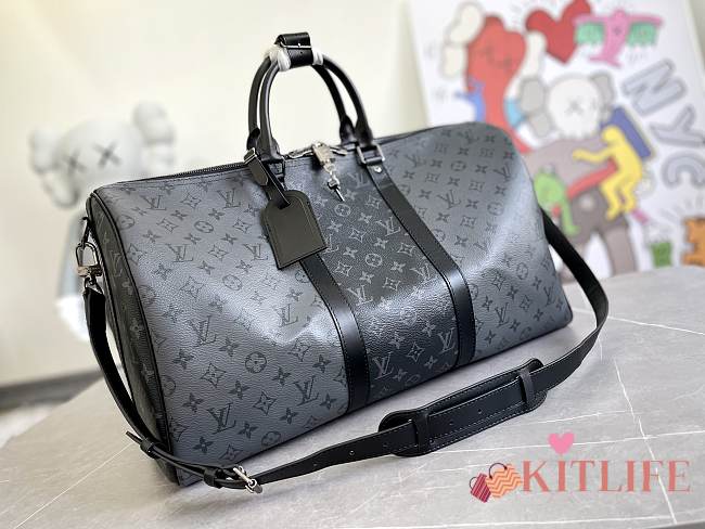 Kitlife Louis Vuitton LV Keepall eclipse reverse Grey - 50x29x22 cm - 1