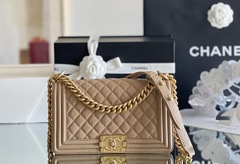 Kitlife Chanel Boy Beige Chevron Caviar - 25 x 14.5 x 8 cm