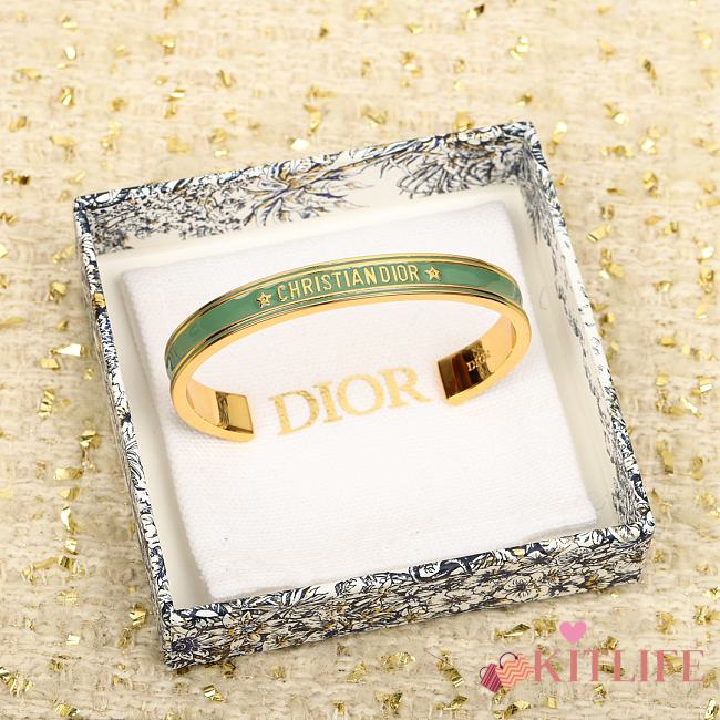 KITLIFE DIOR CODE BANGLE Gold-Finish Metal and Ethereal Green Lacquer - 1