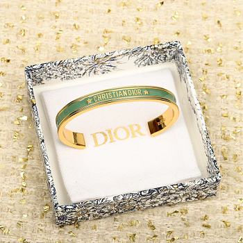 KITLIFE DIOR CODE BANGLE Gold-Finish Metal and Ethereal Green Lacquer