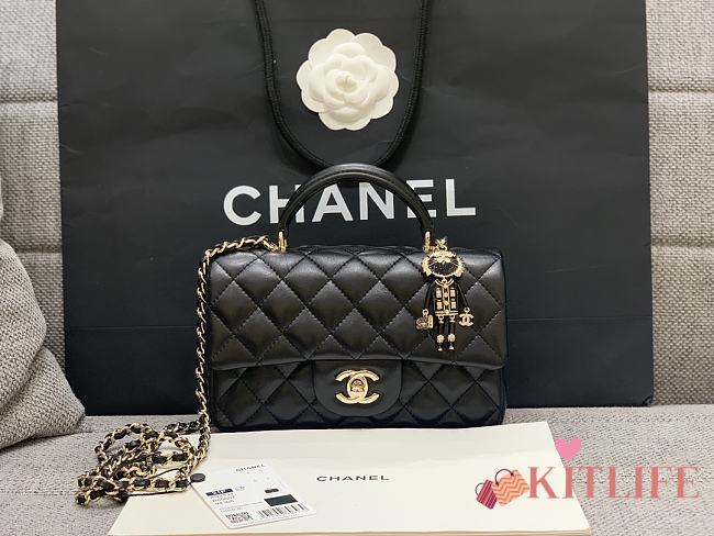 Kitlife Chanel Classic Top Handle Black bag - 20 x 14 x 7cm - 1