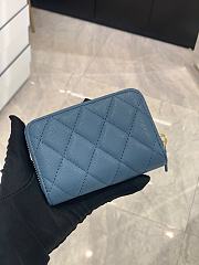 Kitlife Chanel Classic Quilted Zip Card Holder Ash Blue Green - 7.5 × 11 × 2 cm - 3