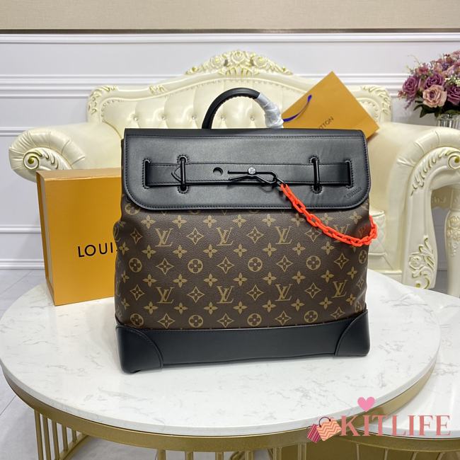 Kitlife Louis Vuitton Brown Monogram Coated Canvas Steamer Backpack Gold - 38 x 39 x 15cm - 1