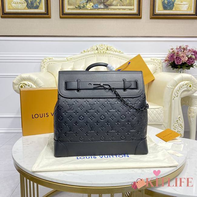 Kitlife Louis Vuitton Black Monogram Coated Canvas Steamer Backpack Gold - 38 x 39 x 15 cm - 1