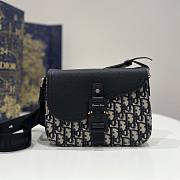 Kitlife SADDLE A5 POUCH Beige and Black Dior Oblique Jacquard and Black Grained Calfskin - 23 x 6 x 18 cm - 1