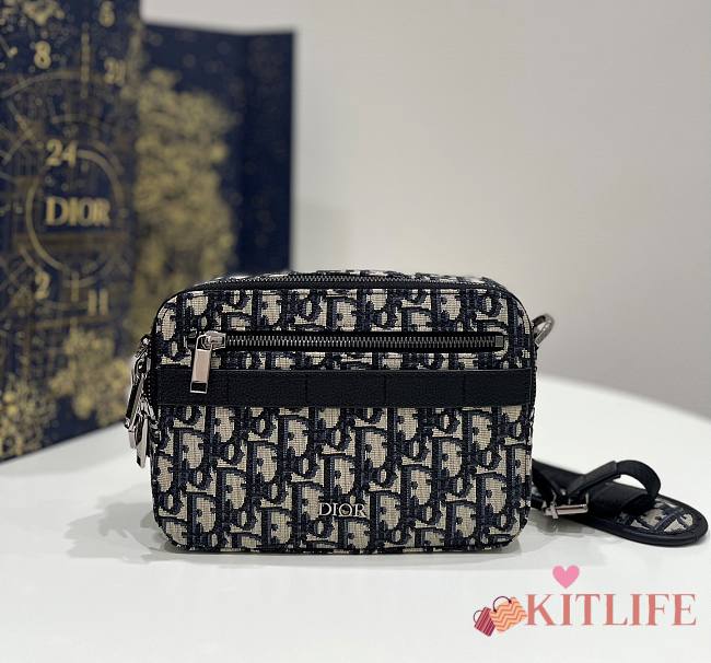 Kitlife SAFARI MESSENGER BAG Beige and Black Dior Oblique Jacquard - 22 x 6 x 15 cm - 1
