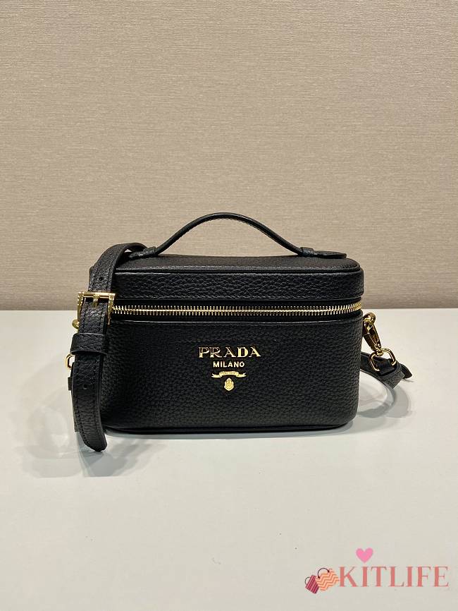 Kitlife PRADA Logo leather shoulder bag Black- 18 x 11 x 7.5 cm - 1